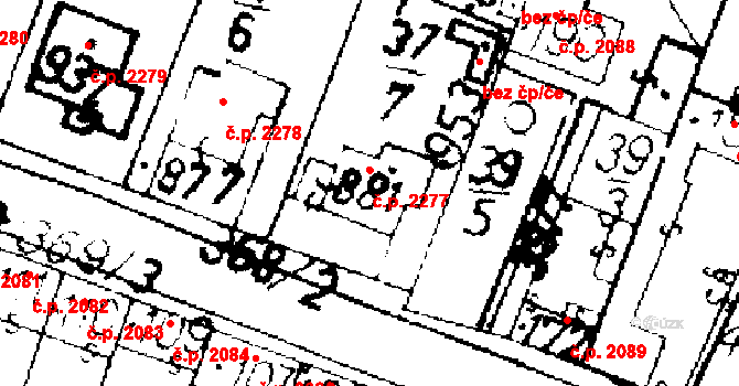 Podlusky 2277, Roudnice nad Labem na parcele st. 881 v KÚ Podlusky, Katastrální mapa