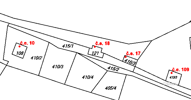 Purkarec 18, Hluboká nad Vltavou na parcele st. 121 v KÚ Purkarec, Katastrální mapa