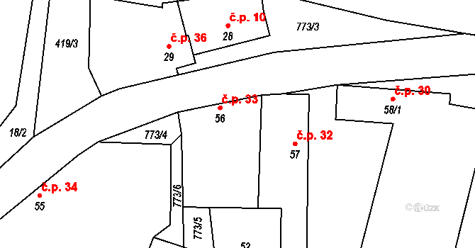 Žitovlice 33 na parcele st. 56 v KÚ Žitovlice, Katastrální mapa