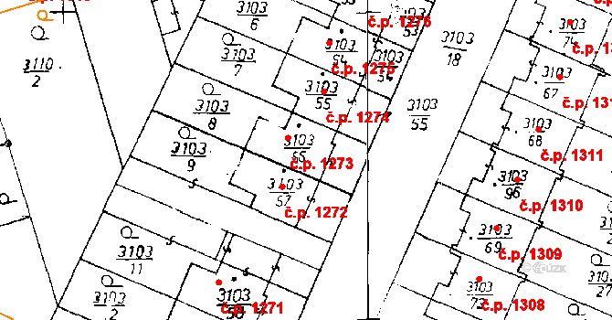Poděbrady III 1273, Poděbrady na parcele st. 3103/56 v KÚ Poděbrady, Katastrální mapa