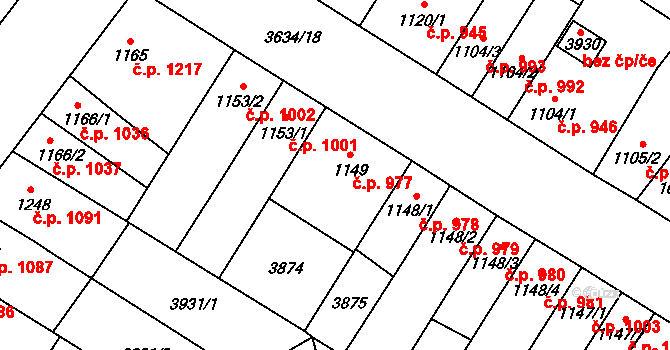 Břeclav 977 na parcele st. 1149 v KÚ Břeclav, Katastrální mapa