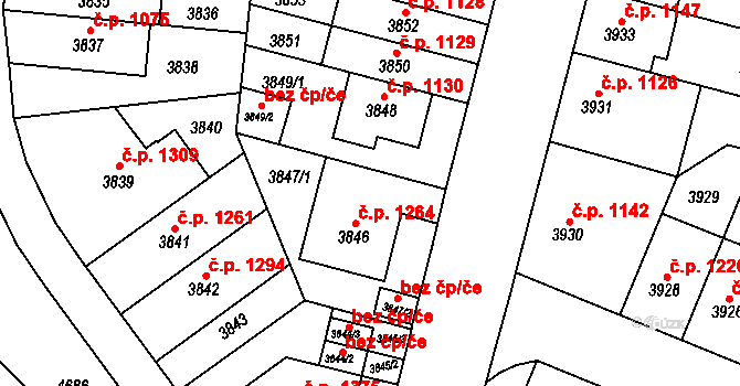 Žabovřesky 1059, Brno na parcele st. 3846 v KÚ Žabovřesky, Katastrální mapa