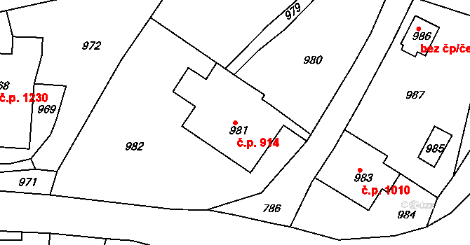 Smržovka 914 na parcele st. 981 v KÚ Smržovka, Katastrální mapa