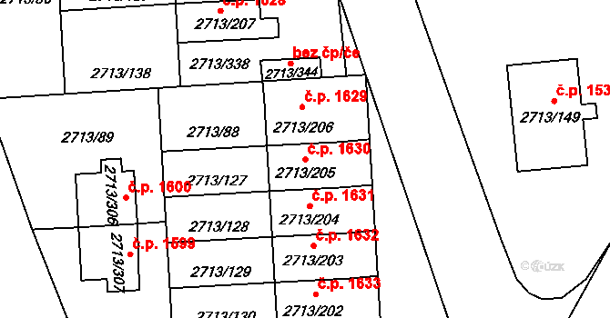 Pelhřimov 1630 na parcele st. 2713/205 v KÚ Pelhřimov, Katastrální mapa