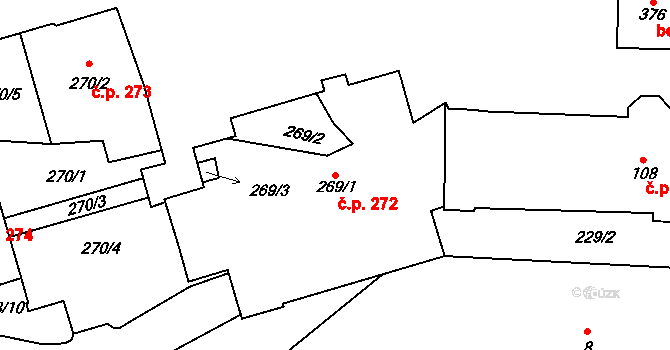 Janské Lázně 272 na parcele st. 269/1 v KÚ Janské Lázně, Katastrální mapa