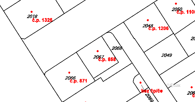 Nusle 858, Praha na parcele st. 2067 v KÚ Nusle, Katastrální mapa