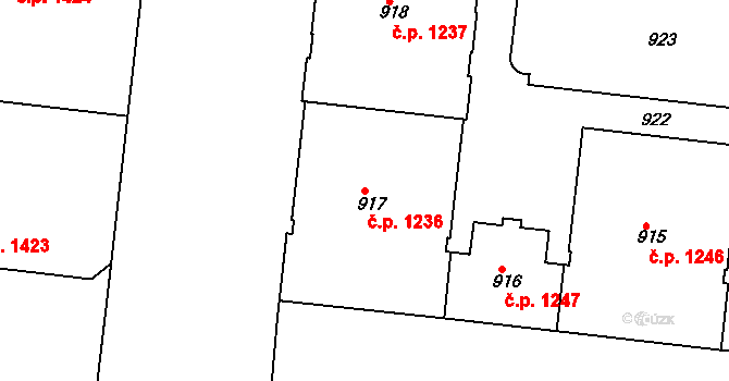 Holešovice 1236, Praha na parcele st. 917 v KÚ Holešovice, Katastrální mapa