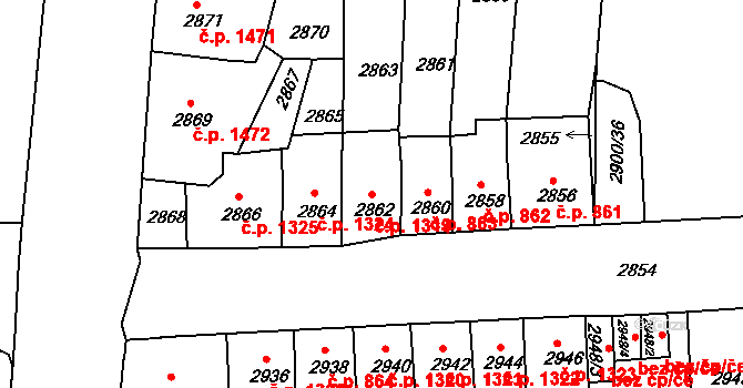 Česká Lípa 1319 na parcele st. 2862 v KÚ Česká Lípa, Katastrální mapa