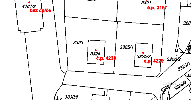 Chomutov 4230 na parcele st. 3324 v KÚ Chomutov I, Katastrální mapa