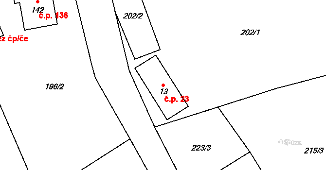 Dolní Suchá 23, Hrádek nad Nisou na parcele st. 13 v KÚ Dolní Suchá u Chotyně, Katastrální mapa