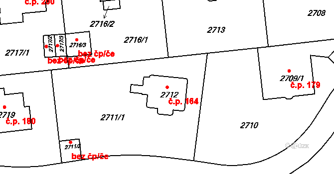 Liberec V-Kristiánov 164, Liberec na parcele st. 2712 v KÚ Liberec, Katastrální mapa