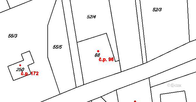 Bobr 96, Žacléř na parcele st. 88 v KÚ Bobr, Katastrální mapa
