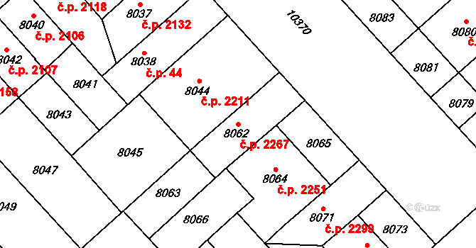 Jižní Předměstí 2267, Plzeň na parcele st. 8062 v KÚ Plzeň, Katastrální mapa