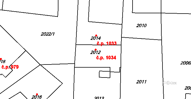 Bludovice 1034, Havířov na parcele st. 2012 v KÚ Bludovice, Katastrální mapa