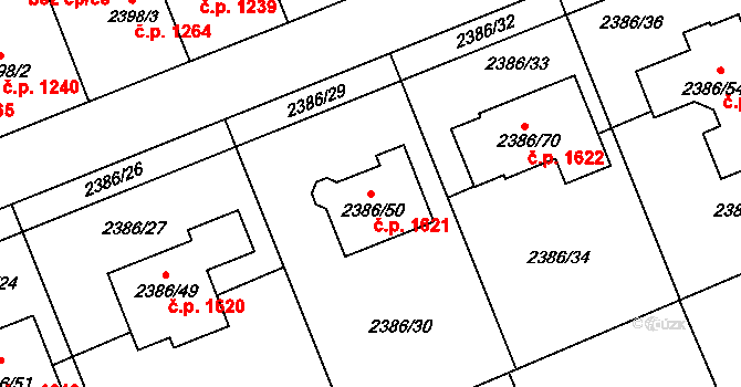 Holešov 1621 na parcele st. 2386/50 v KÚ Holešov, Katastrální mapa