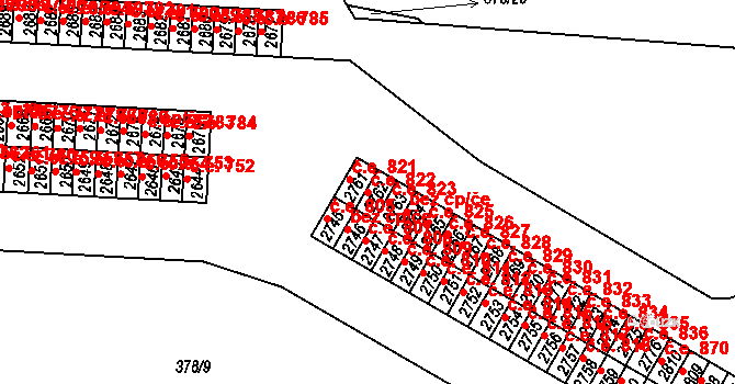 Slaný 822 na parcele st. 2762 v KÚ Slaný, Katastrální mapa