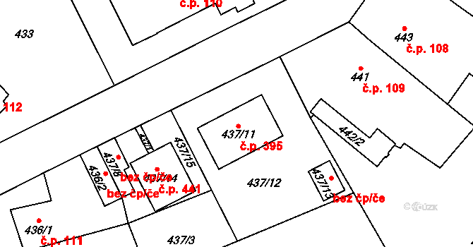 Suchohrdly 395 na parcele st. 437/11 v KÚ Suchohrdly u Znojma, Katastrální mapa