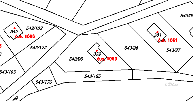Ruprechtov 1063 na parcele st. 339 v KÚ Ruprechtov, Katastrální mapa