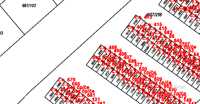 Veselí nad Moravou 466 na parcele st. 2828 v KÚ Veselí-Předměstí, Katastrální mapa