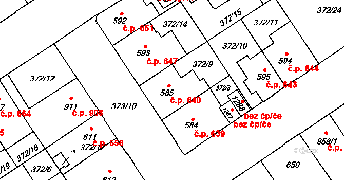 Přívoz 640, Ostrava na parcele st. 585 v KÚ Přívoz, Katastrální mapa