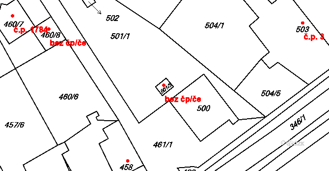 Praha 41354613 na parcele st. 501/3 v KÚ Újezd nad Lesy, Katastrální mapa