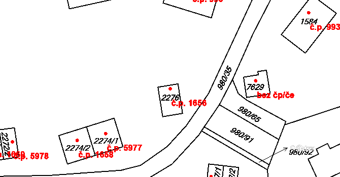 Zlín 1656 na parcele st. 2276 v KÚ Zlín, Katastrální mapa