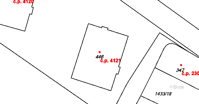 Příluky 4121, Zlín na parcele st. 446 v KÚ Příluky u Zlína, Katastrální mapa