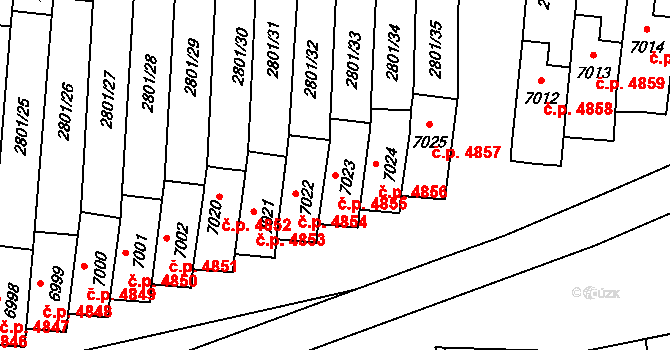 Zlín 4855 na parcele st. 7023 v KÚ Zlín, Katastrální mapa