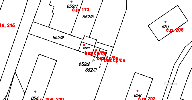 Jince 42442613 na parcele st. 652/2 v KÚ Jince, Katastrální mapa