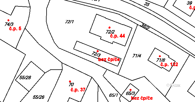Sadov 43136613 na parcele st. 72/3 v KÚ Sadov, Katastrální mapa