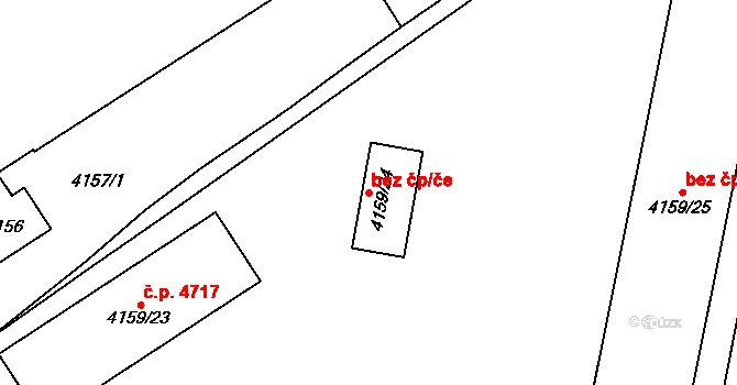 Chomutov 45688613 na parcele st. 4159/24 v KÚ Chomutov I, Katastrální mapa