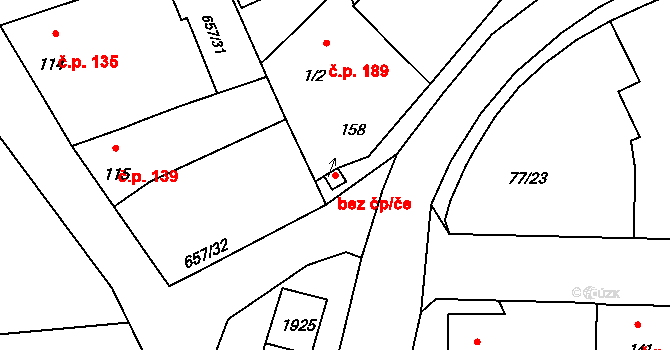 Obora 46394613 na parcele st. 158 v KÚ Obora u Kaznějova, Katastrální mapa