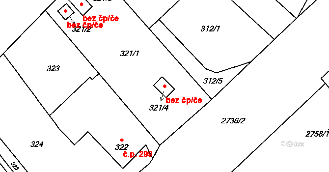 Havířov 48072613 na parcele st. 321/4 v KÚ Dolní Suchá, Katastrální mapa