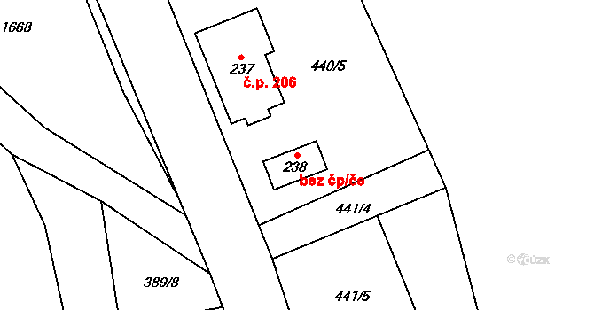 Zdislava 50507613 na parcele st. 238 v KÚ Zdislava, Katastrální mapa