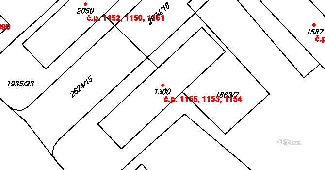 Hlinsko 1153,1154,1155 na parcele st. 1300 v KÚ Hlinsko v Čechách, Katastrální mapa