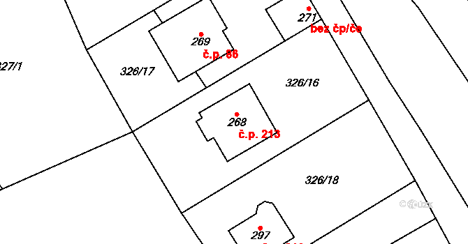 Olovnice 213 na parcele st. 268 v KÚ Olovnice, Katastrální mapa