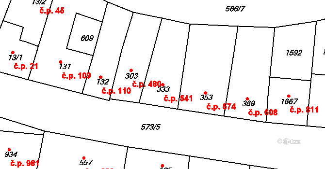 Kralupy nad Vltavou 541 na parcele st. 333 v KÚ Kralupy nad Vltavou, Katastrální mapa