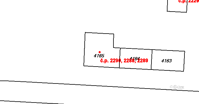 Zelené Předměstí 2288,2289,2290, Pardubice na parcele st. 4165 v KÚ Pardubice, Katastrální mapa