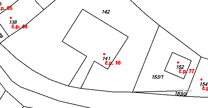 Sychotín 10, Kunštát na parcele st. 141 v KÚ Sychotín, Katastrální mapa