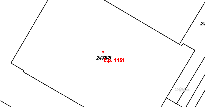 Pod Cvilínem 1151, Krnov na parcele st. 2435/5 v KÚ Opavské Předměstí, Katastrální mapa