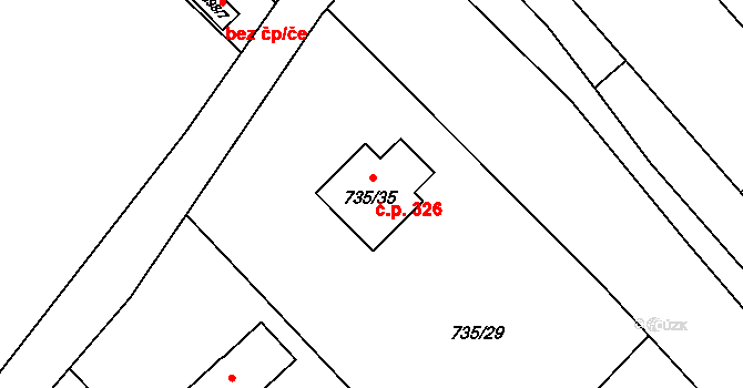 Loučka 326, Nový Jičín na parcele st. 735/35 v KÚ Loučka u Nového Jičína, Katastrální mapa