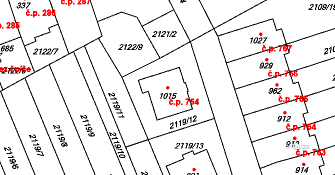Golčův Jeníkov 754 na parcele st. 1015 v KÚ Golčův Jeníkov, Katastrální mapa