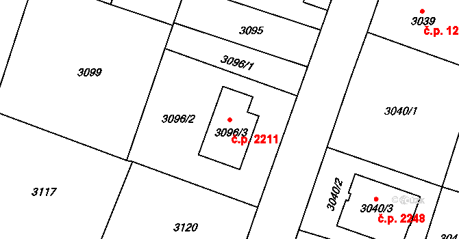 Rychvald 2211 na parcele st. 3096/3 v KÚ Rychvald, Katastrální mapa