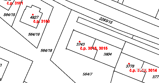 Havlíčkův Brod 3015,3016 na parcele st. 3743 v KÚ Havlíčkův Brod, Katastrální mapa