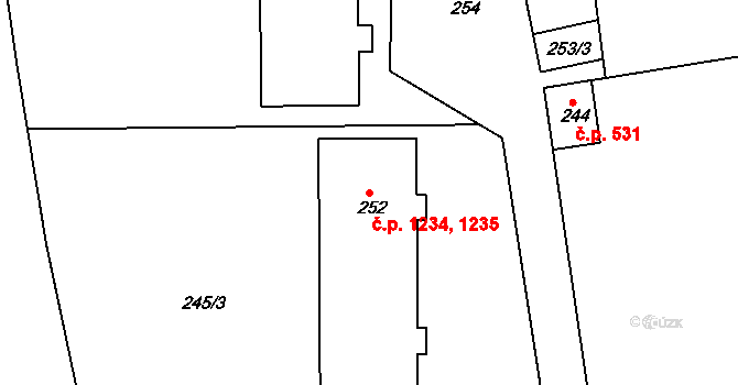 Rychnov nad Kněžnou 1234,1235 na parcele st. 252 v KÚ Rychnov nad Kněžnou, Katastrální mapa