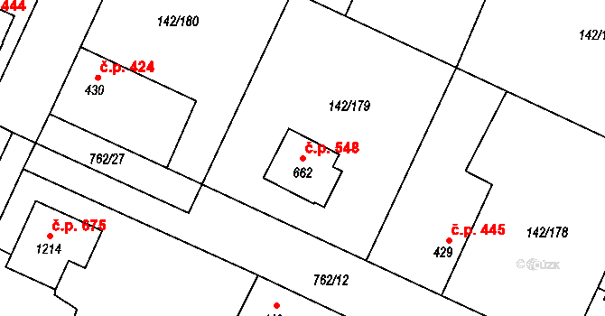 Chotěšov 548 na parcele st. 662 v KÚ Chotěšov, Katastrální mapa
