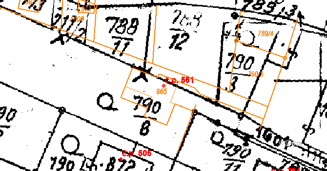 Lukov 561 na parcele st. 965 v KÚ Lukov u Zlína, Katastrální mapa