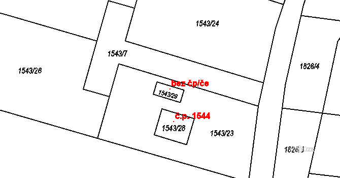 Dolní Lutyně 104745614 na parcele st. 1543/29 v KÚ Dolní Lutyně, Katastrální mapa