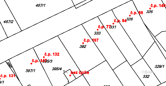 Přerov IV-Kozlovice 197, Přerov na parcele st. 392 v KÚ Kozlovice u Přerova, Katastrální mapa