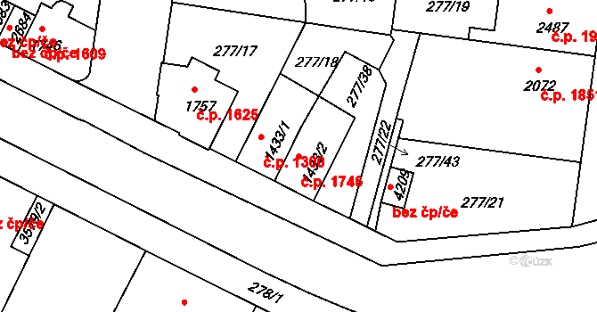 Nymburk 1746 na parcele st. 1433/2 v KÚ Nymburk, Katastrální mapa